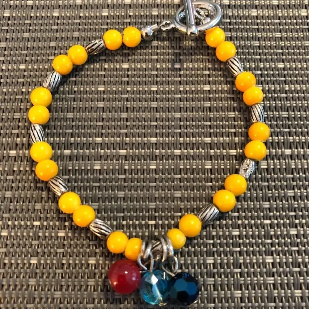 GIRLS: Yellow Multi-Colored Dangly Charm Bracelet